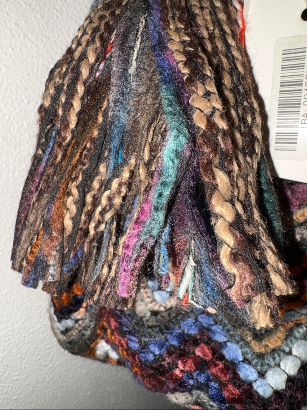 Chevron Crochet Drawstring Bucket Bag - Multicolor - Picture 3 of 14